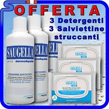 SAUGELLA DERMOLIQUIDO PH 3,5 OFFERTA 3x500ML +3 SALVIETTE VISO DETERGENTE INTIMO