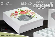 SCATOLA COFANETTO PORTA BUSTINE OGGETTI THE TE TEA TISANE CIALDE FIORI 24*24*7CM