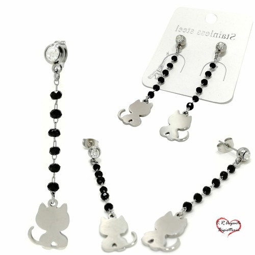Orecchini donna pendenti neri - donna,