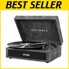 Giradischi Portatile Pelle di Agnello Grigio con Bluetooth e RCA - Elegante Soluzione Musicale