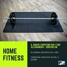 Tappeto fitness antiurto in gomma da 4 mm - 200x100 cm