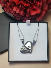 2 Collane Unisex ciondolo Cuore Diviso Coppia Love Amore Acciaio e Argento 925