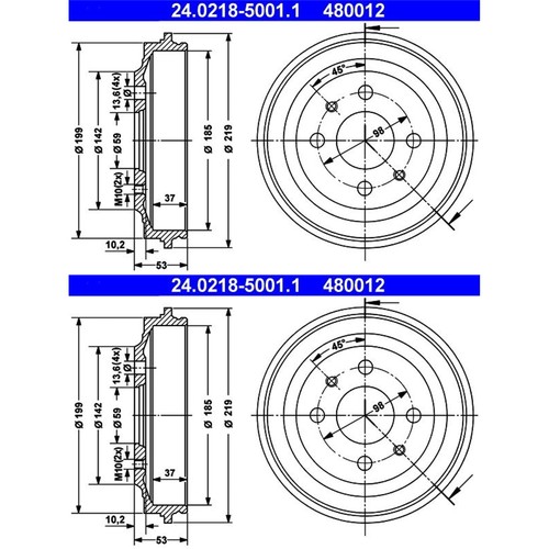 Ate 185 0mm freno - 2x,