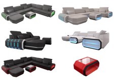 Salotto XXL design divano in pelle ROMA soggiorno divano ad angolo rivestimento tavolino