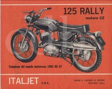 advertising Pubblicità brochure-MOTO ITALJET 125 RALLY MOTORE CZ 1968-OFF ROAD