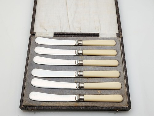 Cased silver plated tea - cased, knives