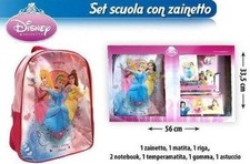 SET ZAINO ZAINETTO SCUOLA ASILO PRINCIPESSE DISNEY + MATITA + ASTUCCIO
