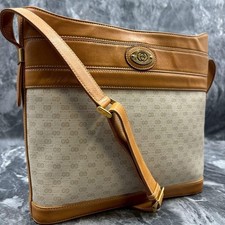 GUCCI 001.256.0579 GG Borsa a tracolla Marrone Pelle Bianca Oro Logo Hardware