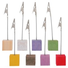 8 Pezzi Base Pino Portafoto Supporto Appunti Scrivania Memo Clip Supporto Legno