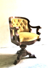 Poltrona girevole da scrivania - Carlo X -  Mogano lastronato e intarsiato 