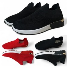 NUOVE SCARPE DA GINNASTICA DONNA NERE FLAT WALKING RUNNING SLIP ON PALESTRA FITNESS SOFY