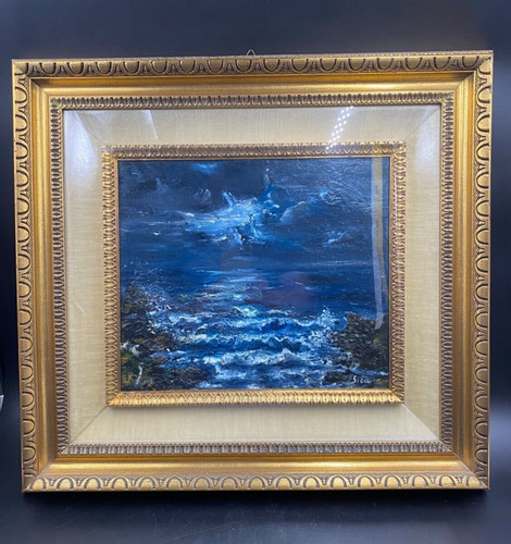 Quadro paesaggio mare notturno