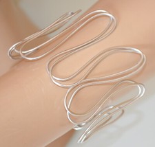 Bracciale argento rigido donna a schiava alto multi fili alluminio CX123