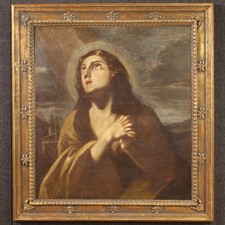 Maddalena penitente antico dipinto religioso olio su tela XVII secolo quadro
