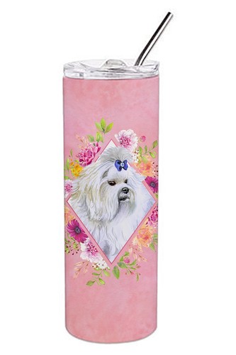Bicchiere magro fiori rosa