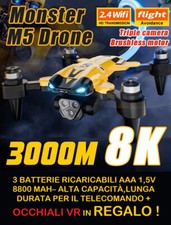 🚁  DRONE CON TELECAMERA 8K PROFESSIONALE, 3 TELECAMERE AEREA, WIFI FPV, GPS 360
