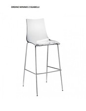 Sgabello ZEBRA ANTISHOCK H.80 policarbonato trasparente acciaio cromato CONTRACT
