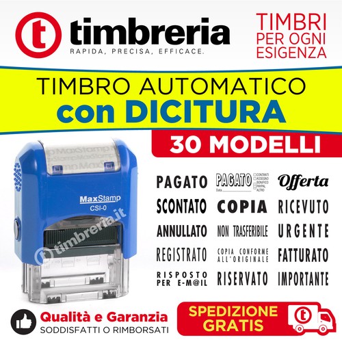 Timbro automatico con - automatico, dicitura