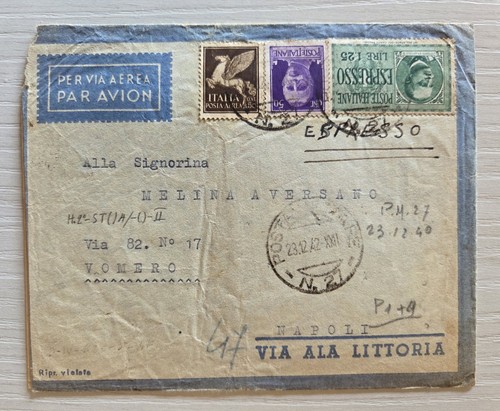 Busta regno posta aerea - regno, 1942