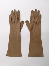 Guanti in pelle vera lunghi da donna Gemelli fini camoscio tg 7 marrone chiaro