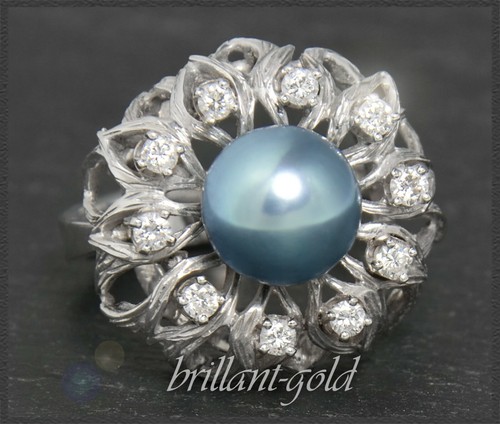 Anello con diamanti - , perle