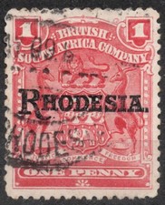 SG101 1909 1 d sovrastampa Rhodesia su emissione BRITISH SUDAFRICA COMPANY