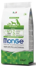 Monge Natural All Breeds Adult Coniglio con Riso e Patate Crocchette per Cani