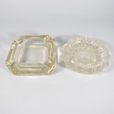 LOTTO 2 VECCHI PORTACENERE POSACENERE IN VETRO D'EPOCA VINTAGE ANNI 50 V269