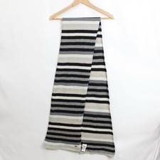 Sciarpa Lacoste in lana, grigia fantasia a righe nere/bianche 183x25 cm Unisex