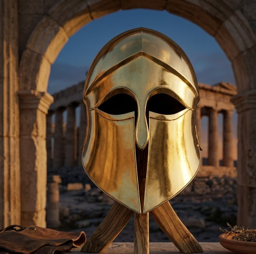 Antico elmetto greco - antico, corinto
