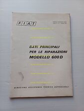 Fiat 600 D 1969 manuale officina caratteristiche tecniche dati riparazione