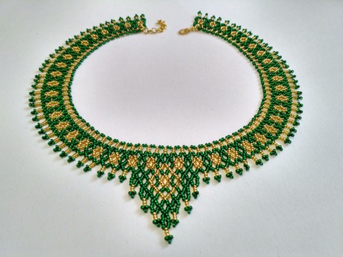 Collana con perline oro - , verde