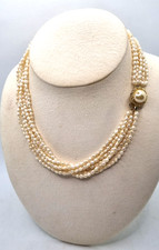 PERLE DI FIUME  COLLANA VINTAGE MULTIFILO GIROCOLLO PERLE ACQUA DOLCE ARGENTO