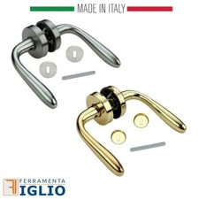 Maniglia Coppia Maniglie per Porte Interne con Rosetta Serie Agnone Cromo Oro