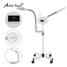 Vaporiera viso calda 2 in 1 5X LED lampada ingrandimento ozono UV lcd salone spa cura della pelle