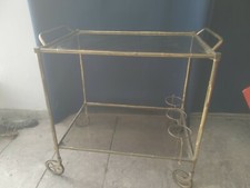 Carrello vintage ottone Portavivande portabottiglie motivo bambù design