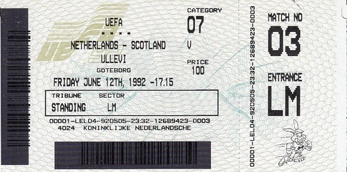 Ticket euro 1992 92 - euro, 12.06.92