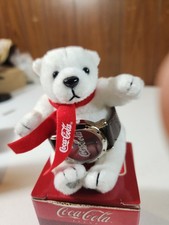 Set Regalo Peluche Orologio Coca-Cola Vintage e Orso Polare - Edizione 2002 - BATTERIA NUOVA