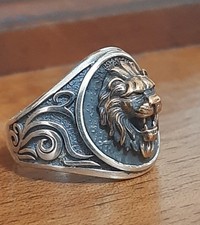 Anello Uomo  Argento 925  Leone Lion Ring Sterling Man $