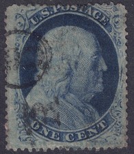 USA 1857 Benjamin Franklin (1c azzurro) us