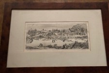 Nunzio Gulino - Acquaforte - Scena Siciliana  20x45cm Cornice In Radica