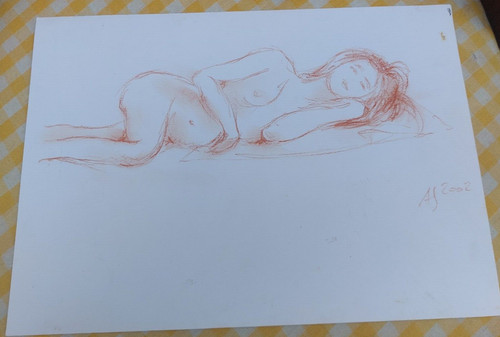 Disegno donna distesa nuda - disegno,