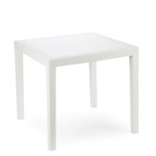 Tavolo da giardino per 4 persone bianco tavolino in resina interno esterno con g