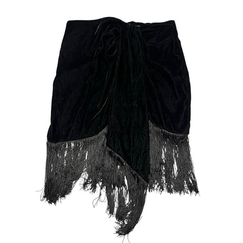 Zara gonna nera velluto frange - gonna,