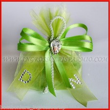 Sacchetti Originali Confettata Verde con Strass e Iniziali Bomboniera 18 Anni 