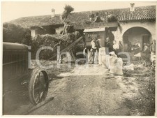1933 Area di PADOVA - Trebbiatura del grano in una cascina *Foto 23x17 cm