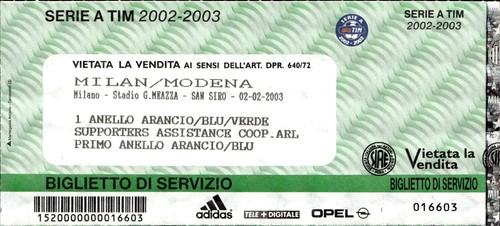 Biglietto stadio milan modena - biglietto,