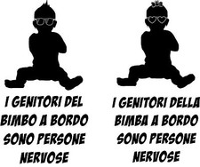 ADESIVO STICKERS DECAL AUTO  BIMBO a BORDO - GENITORI NERVOSI BIMBA adesivo