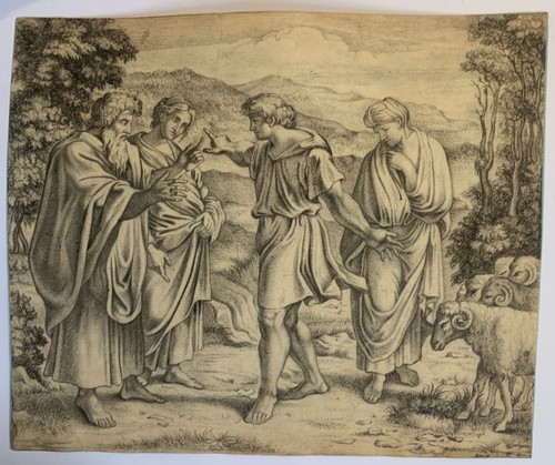 Disegno antico scena genere - disegno, di
