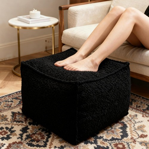 Boucle pouf ottoman footrest - pouf,